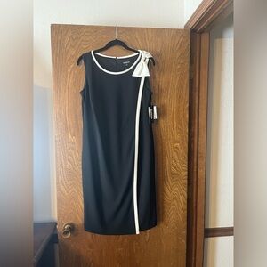 Glamour Black Midi Dress with White Trim